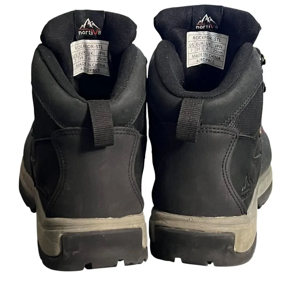 NortiV8 Boots Mens Size 7 Black Waterproof Hiking Work Combat Trail Steel Toe